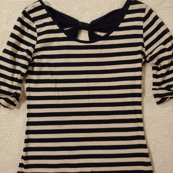 Navy and Cream Striped Shirt - Picture 1 of 4
